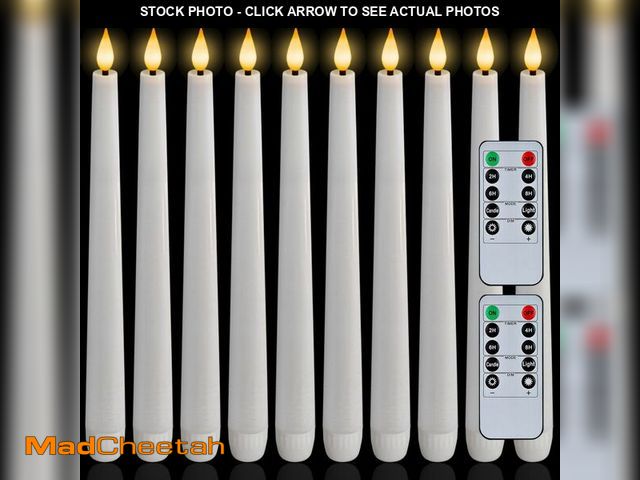 Lot 74-14048834 - Homemory 12 Pcs Waxy Flameless Taper Candles with Remote, Led Flameless Candlesticks Classic Tall Ca...