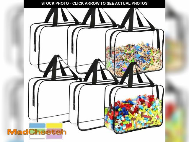 Lot 74-14377386 - 6 Packs Large Toy Storage Bags with Labels, Reusable Clear PVC Board Game Storage, Travel Waterproof...