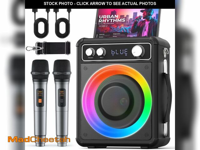 Lot 74-14054374 - VOSOCO Karaoke Machine with 2 Wireless Microphones, Portable Bluetooth Speaker for Adults Kids, PA S...