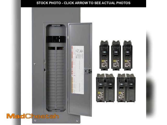 Lot 74-12827049 - *MISSING BREAKERS* Square D Homeline 200 Amp 40-Space 80-Circuit Main Breaker Qwik-Grip Plug On Neut...