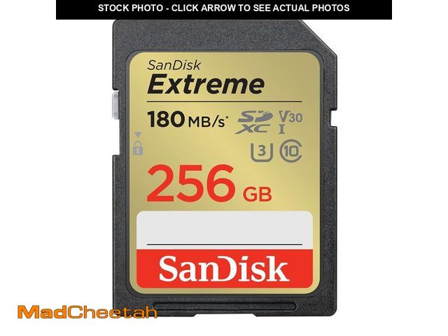 Lot 74-13629766 - SanDisk 256GB Extreme SDXC UHS-I Memory Card - C10, U3, V30, 4K, UHD, SD Card - SDSDXVV-256G-GNCIN -...