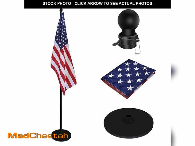 Lot 74-14296542 - EGOMYRON Indoor Flag Pole and Stand with Weighted Round Base, 8 FT Adjustable Indoor Flag Pole Kit, ...