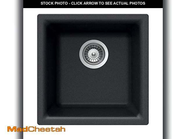 Lot 74-11360367 - Houzer E-100 MIDNITE Quartztone Granite Series Bar Sink - Black Dual Mount 13 x 13 inch Single Bowl ...