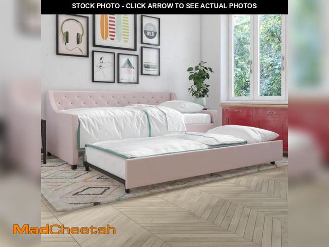 Lot 74-12106124 - Novogratz 4330739N Her Majesty Daybed and Trundle Twin Pink Linen Pink Linen Twin - UNUSED