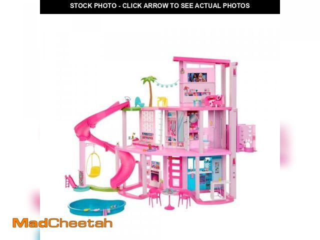 Lot 74-12518231 - Barbie Dreamhouse Pool Party Doll House With 75+ Pc, 3 Story Slide - UNUSED