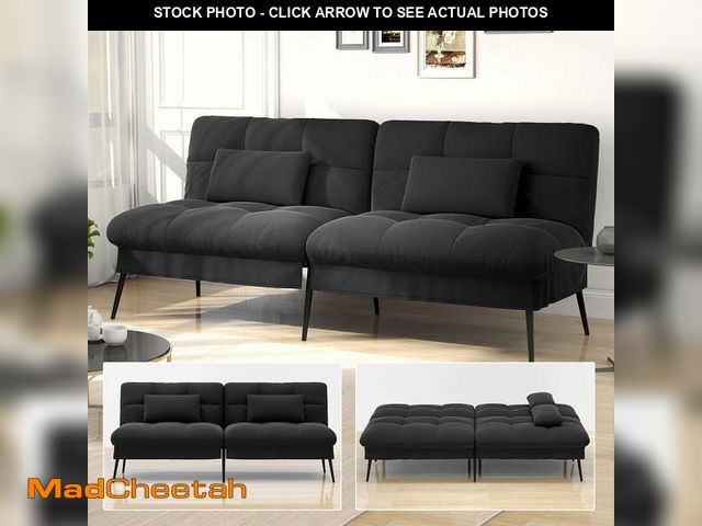 Lot 74-13053394 - COMHOMA Convertible Futon Sofa Bed 72? W Large Size Upholstered Futon Couch Fabric Sleeper Sofa,Blac...