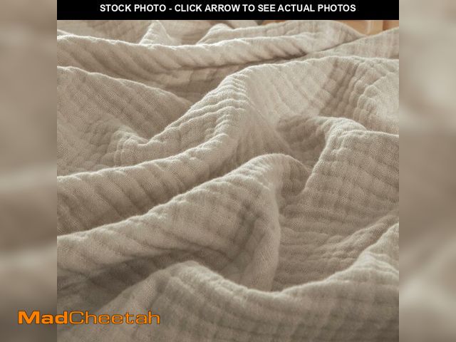 Lot 74-13573309 - PHF 100% Cotton Muslin Blanket King Size 108"x90", 4-Layer Lightweight Gauze Throw, Breathable Cloud...