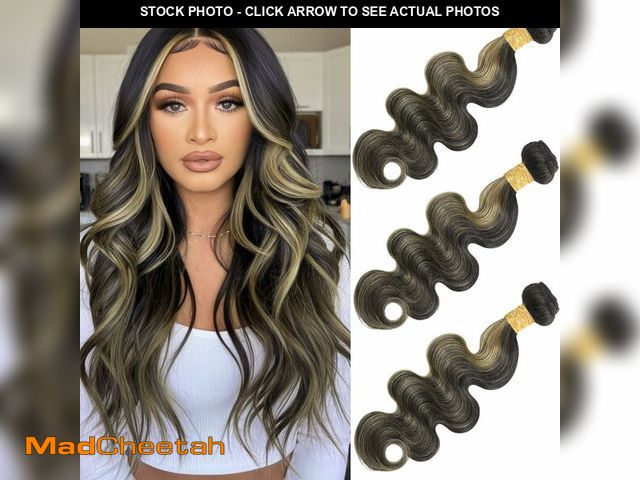 Lot 74-12708273 - 20 22 24 Inch Black Blonde Human Hair Bundles Body Wave Bundles Brazilian Virgin Hair Weave Double W...