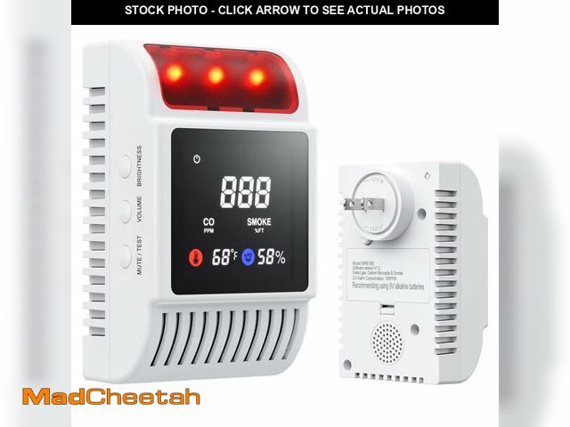 Lot 74-13628215 - Nicbee 5-in-1 Smoke and Carbon Monoxide Detectors Plug in, Smoke Detector with Battery Backup Slot, ...