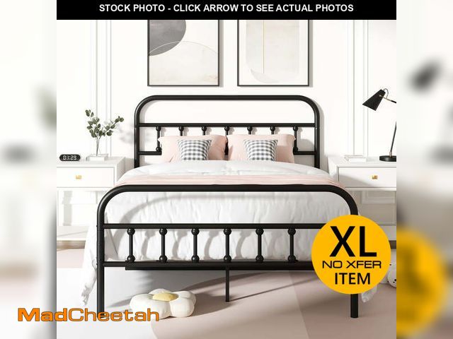 Lot 74-12782952 - UHOMEPRO Full Platform Bed Frame with Headboard, Metal Full Size Bed Frame for Adults Teens, Rustic ...