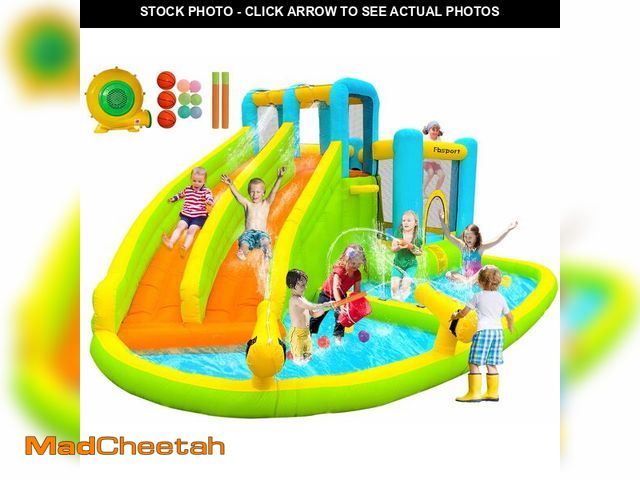 Lot 74-13012273 - FBSPORT Inflatable Bounce House,Water Slide Park Bouncer Castle with 2 Slide &amp; Double Cannon, Cl...