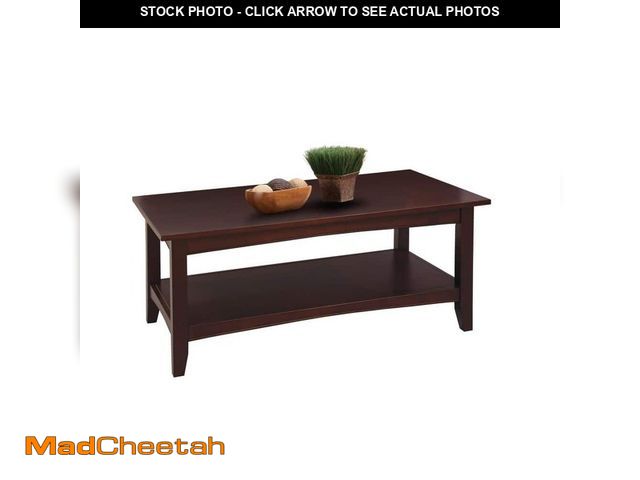 Lot 74-12676977 - Alaterre Furniture Shaker 42 in. Espresso Rectangle Wood Top Coffee Table with Shelf - USED