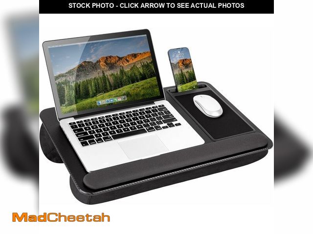 Lot 74-13331555 - LAPGEAR Home Office Pro Lap Desk with Wrist Rest, Mouse Pad, and Phone Holder - Black Carbon - Fits ...