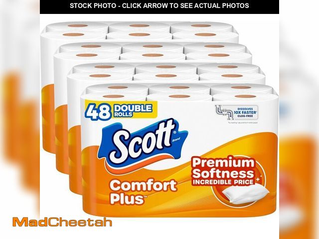Lot 74-14349010 - Scott ComfortPlus Toilet Paper, 48 Triple Rolls, 231 Sheets per Roll, Septic-Safe, 1-Ply Toilet Tiss...
