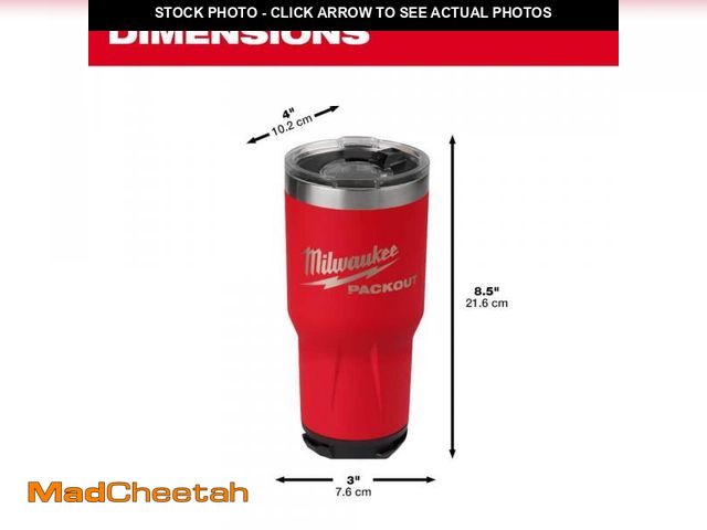 Lot 74-12543652 - (MISSING LID) Milwaukee PACKOUT Red 30 oz. Tumbler - USED