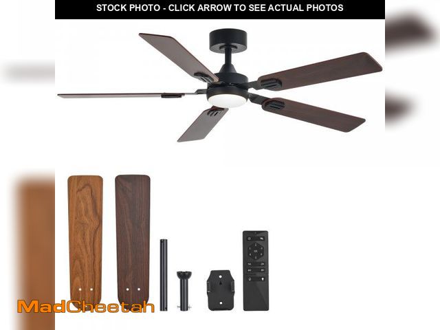 Lot 74-12314934 - VONLUCE Ceiling Fans with Lights and Remote, 52" Ceiling Fan with 5 Blades, 6-Speeds Noiseless Rever...