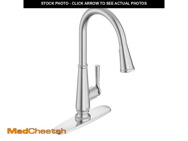 Lot 74-11388294 - Palestra Single Handle Pull Down Sprayer Kitchen Faucet with Dual Spray in Stainless Steel - UNUSED