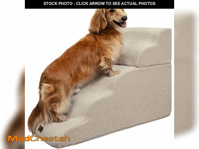 Lot 74-14308023 - Made4Pets Dog Stairs Ramp for Bed, 5-Step Dog Steps for High Bed Couch Sofa Climbing, Beige - USED