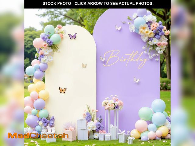 Lot 74-13947850 - Beige and Purple Arch Cover 2 Set-7.2FT, 6FT Arch Backdrop Cover Spandex Fitted Wedding Arch Stand C...