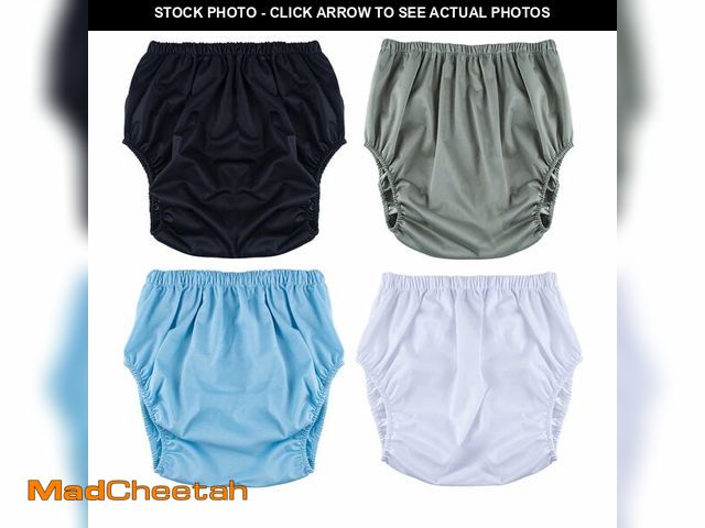 Lot 74-14330269 - 4 Pack Adult Diaper Cover, Washable Pull on Incontinence Pants Plastic Diapers Reusable Waterproof U...