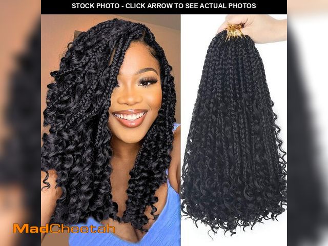 Lot 74-14267653 - Goddess Box Braids Crochet Hair With Curly Ends 14 Inch Bohomian Box Braids Crochet Braids 8 Packs 3...