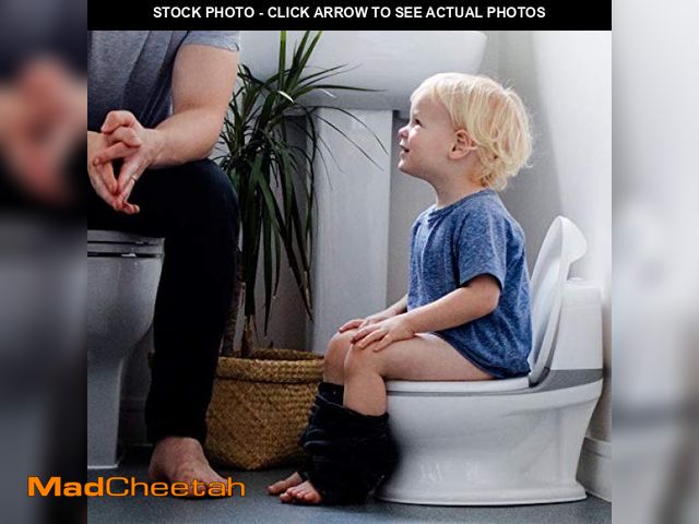 Lot 74-12510395 - Nuby My Real Potty Training Toilet with Life-Like Flush Button and Sound - 18+ Months - White - UNUS...