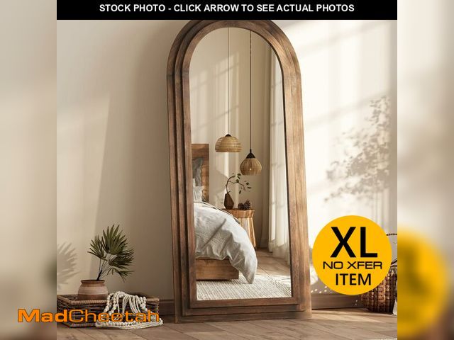 Lot 74-12899284 - PERFNIQUE Arched Full Length Mirror with Solid Wood Frame, 71"x32" Rustic Farmhouse Large Floor Mirr...