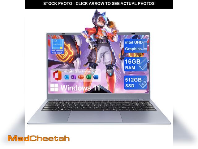 Lot 74-13639554 - RNRUO 15.6" Windows 11 Laptop, 16GB RAM 512GB SSD, Intel Pentium Gold 6500Y with 2 Cores Up to 3.4GH...