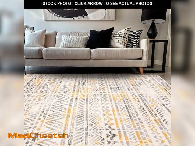 Lot 74-13074043 - Rugshop Geometric Boho Area Rug Ã¢â¬â Warm Yellow Tribal Pattern, Perfect for Living Room, Bedroo...