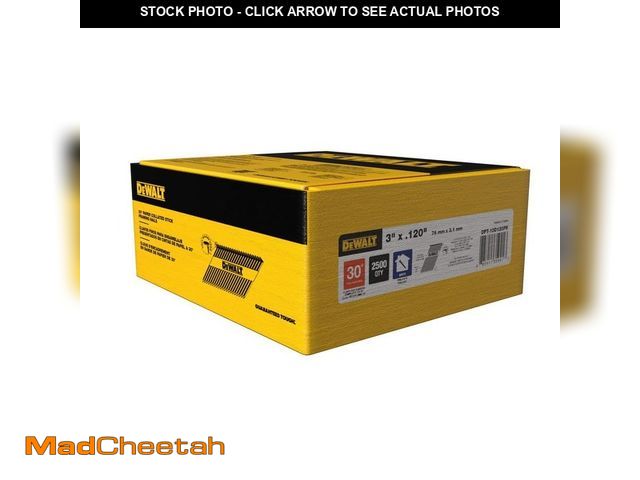 Lot 74-14005872 - DEWALT 3 in. x 0.120 in. Paper Tape 30-Degree Collated Smooth Bright Off-Set Round Head Nail (2500 p...