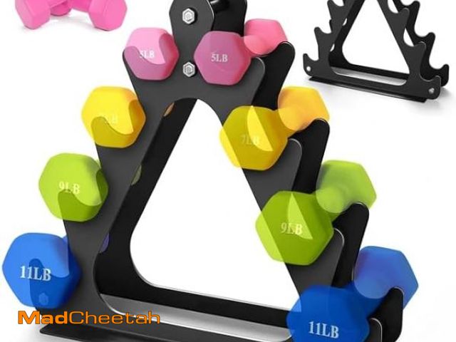 Lot 74-12322804 - 4-Tier Dumbbell Rack, Large Capacity Weight Rack for Women &amp; Kids, Holds 1-11 lbs Dumbbell Stand...