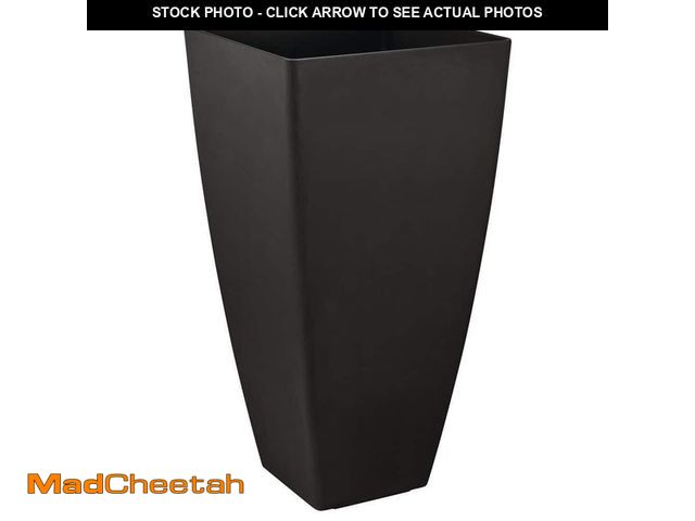 Lot 74-12780839 - *DIRTY/BEAT UP* Vigoro 14.5 in. Tallulah Black Modern Recycled Materials Slate Tall Square Planter (...