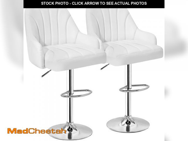 Lot 74-12516224 - VECELO Bar Stools Set of 2, Adjustable Barstools, Counter Height Stools with Back and Arm, Kitchen I...