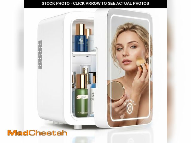 Lot 74-14058355 - CUTIEWORLD 4L Mini Fridge for Skincare &amp; Makeup Ã¢â¬â LED, Cream White - UNUSED