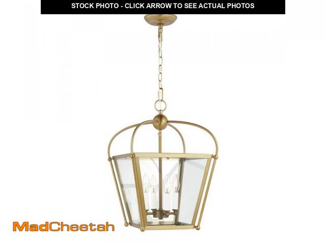 Lot 74-12089822 - Generation Lighting Charleston Small 4-Light Satin Brass Shaded Pendant Light - UNUSED