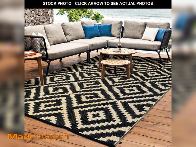 Lot 74-12538412 - Reeple Outdoor Rug Carpet Waterproof Reversible Mats 9x12 ft Patio Rug RV Camping Rug, Plastic Straw...