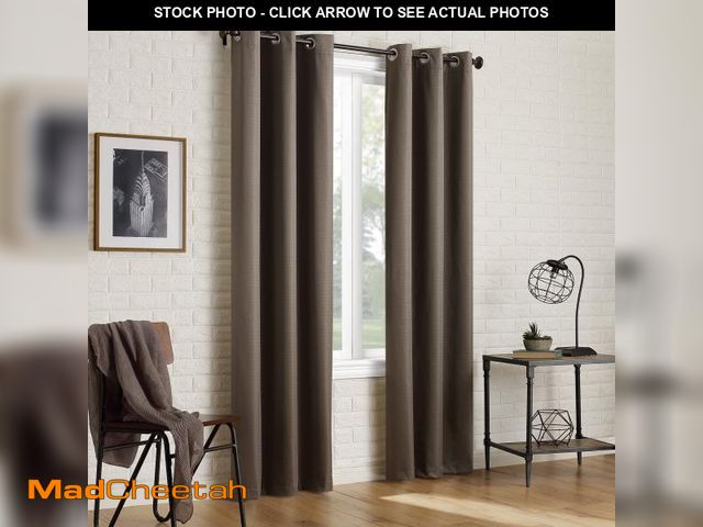 Lot 74-12525725 - Sun Zero Arlo 2-Piece Textured Thermal Insulated Room Darkening Grommet Curtain Panel Pair, Mocha Br...