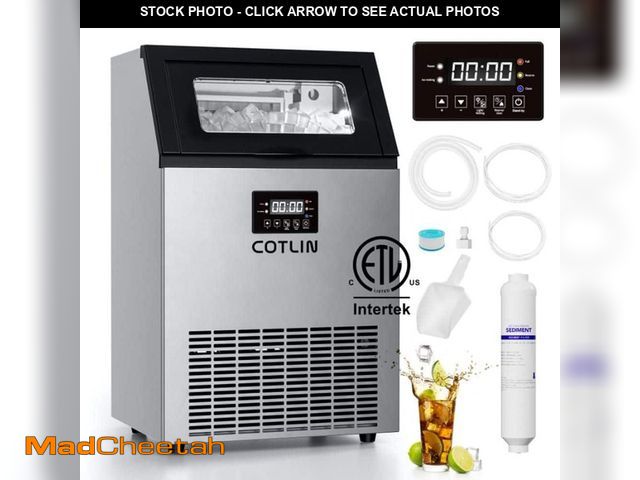 Lot 74-14113264 - COTLIN 20 in. 180 lb./24H Full Size Cubes Freestanding/Built-In Ice Maker in Stainless Steel with Wa...
