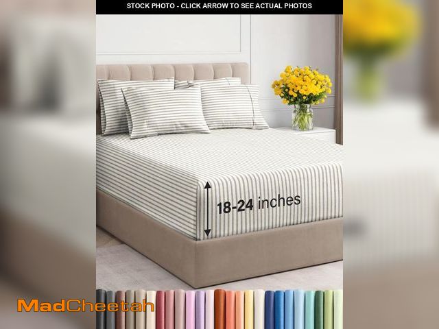 Lot 74-12306324 - Extra Deep King Sheet Set - 6 Piece Breathable &amp; Cooling Sheets - Hotel Luxury Bedding Set w/18-...