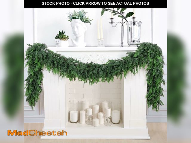 Lot 74-12705372 - Rowfad 9 Ft Artificial Cedar Garlands, Faux Cypress Garland, Realistic Christmas Real Touch Greenery...