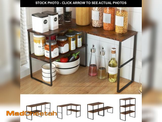 Lot 74-12049470 - Golener Countertop Organizer Corner Shelf, 2 Tier Adjustable Stackable Corner Shelves for Kitchen, B...