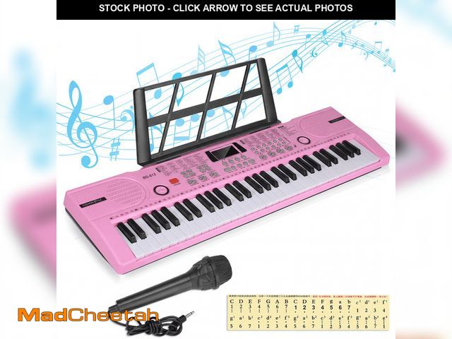 Lot 74-14421722 - Mixfeer 61 Key Keyboard Piano, Electronic Piano with Built-In Speaker, Microphone, Sheet Stand and P...