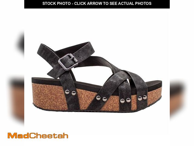 Lot 74-12883175 - VOLATILE Women's Sandcastle Wedge Sandal, Black, 10 - USED