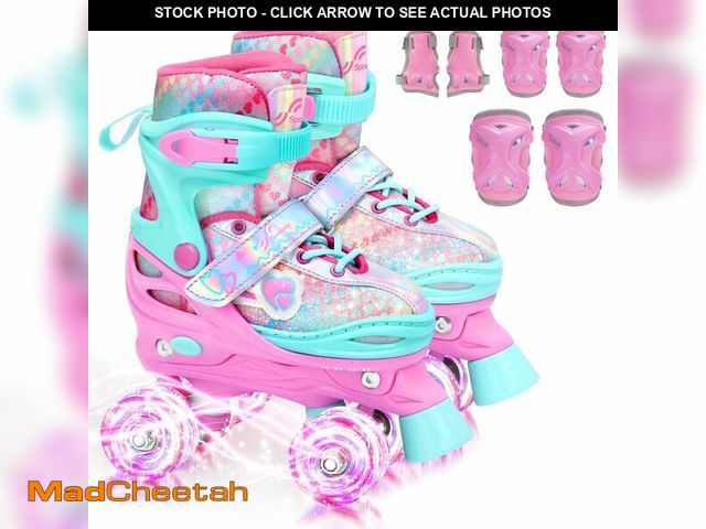 Lot 74-14213083 - Roller Skates Kids Girls, Sportneer 4 Sizes Adjustable Roller Skates for Kids Age 5-12 with Protecti...
