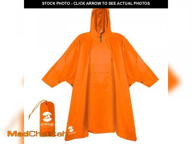 Lot 74-12410661 - SaphiRose Long Sleeves Rain Poncho Waterproof Unisex Raincoat Jacket for Adults Men Women (Orange) -...