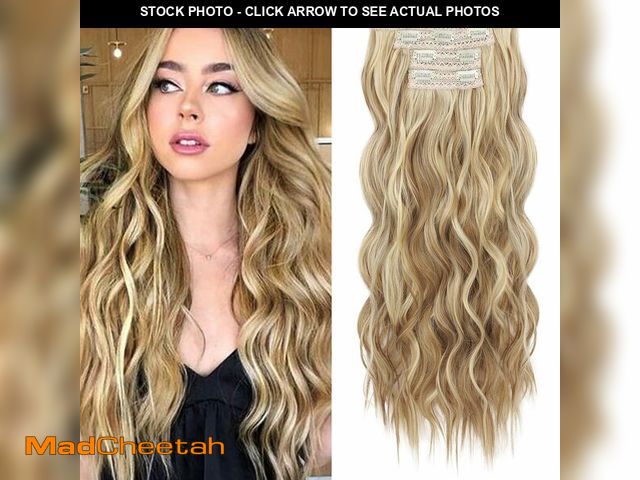 Lot 74-12977081 - REECHO Clip in Hair Extensions, 4PCS Hair Extensions 24" Thick Long Beach Waves hair extensions HE00...