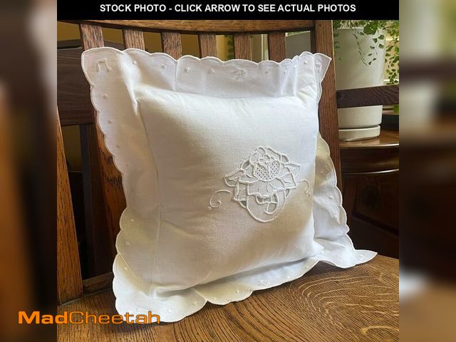 Lot 74-13041557 - MODERN HEIRLOOM Embroidered and LACE 2-PC Pillow Decorative Pillow Set, 10 inches, Tara White 10" 2 ...