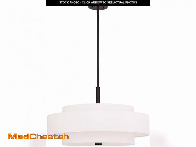 Lot 74-12054040 - Livex Lighting Fabric Shade 50875-07 Meridian 5 Light Bronze Pendant - UNUSED