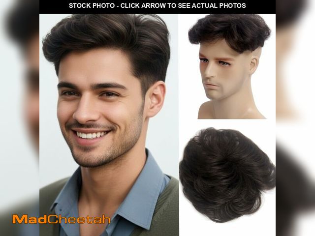 Lot 74-13543665 - H&amp;Bwig toupee for men,Men Short Toppers Hairpiece with toupee tape,Clips in Hair Extensions for ...