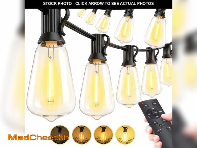 Lot 74-14383754 - Outdoor String Led Patio Lights - 50Ft 15M Outside Waterproof Light With Remote Dimmable ST38 Shatte...
